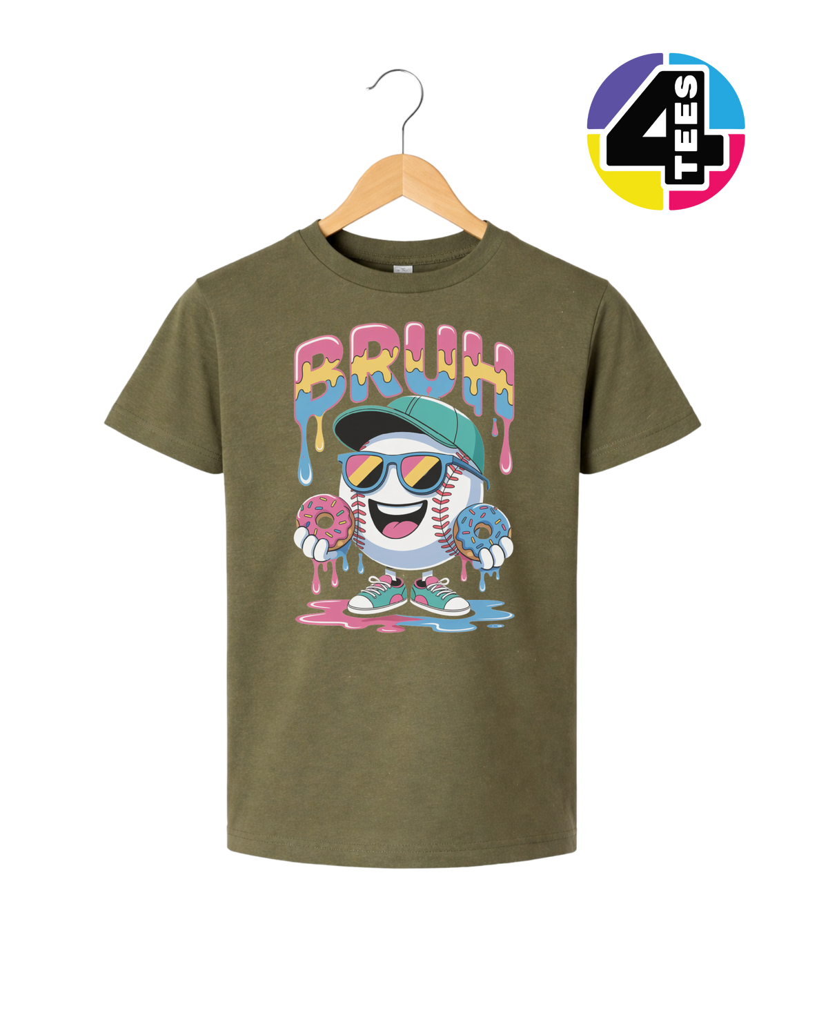 Bruh Baseball Donut Youth Tee