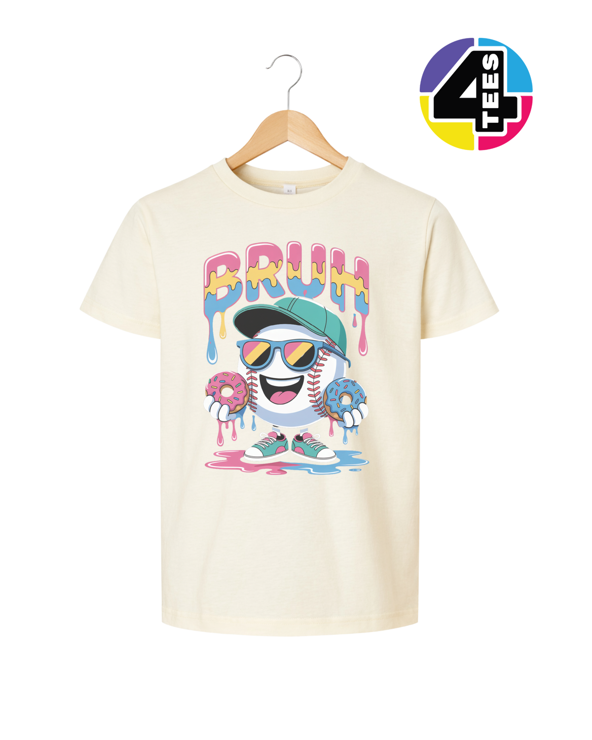 Bruh Baseball Donut Youth Tee