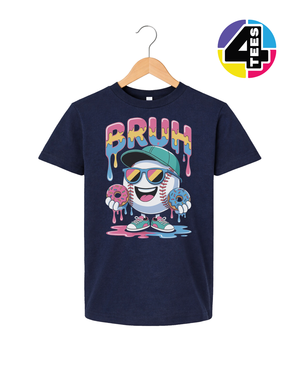 Bruh Baseball Donut Youth Tee
