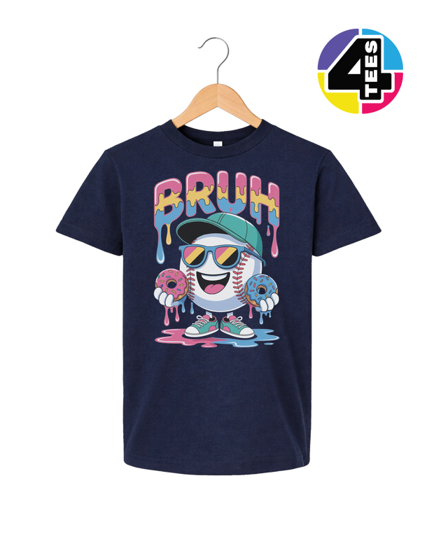 Bruh Baseball Donut Youth Tee