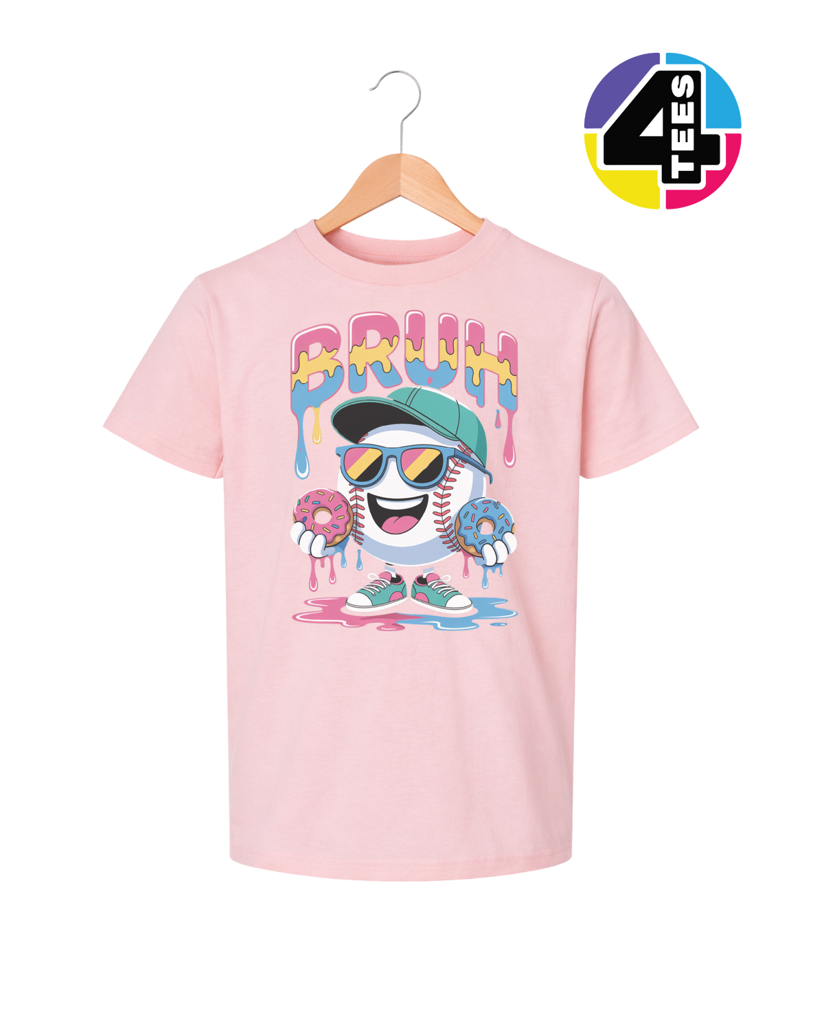 Bruh Baseball Donut Youth Tee