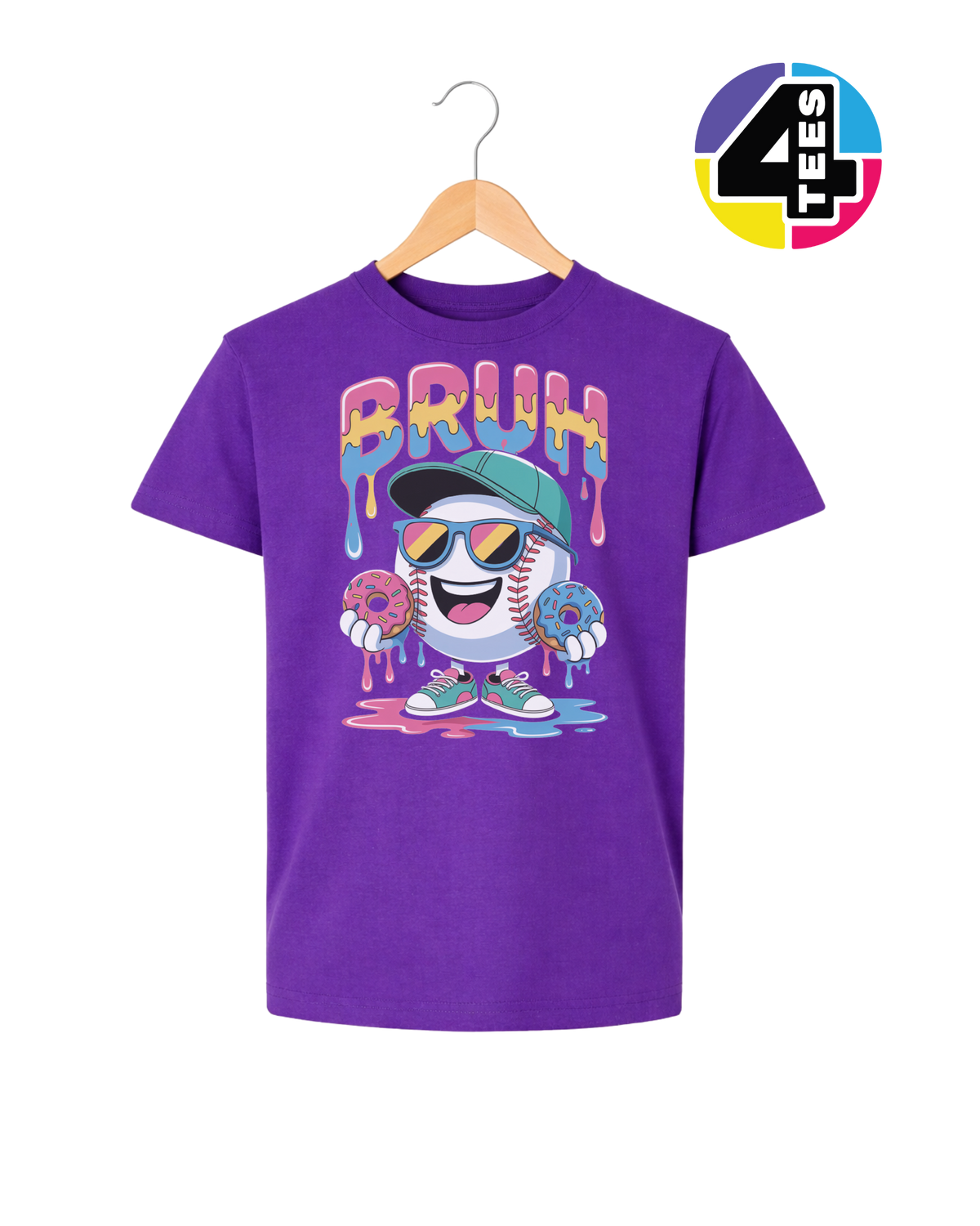 Bruh Baseball Donut Youth Tee