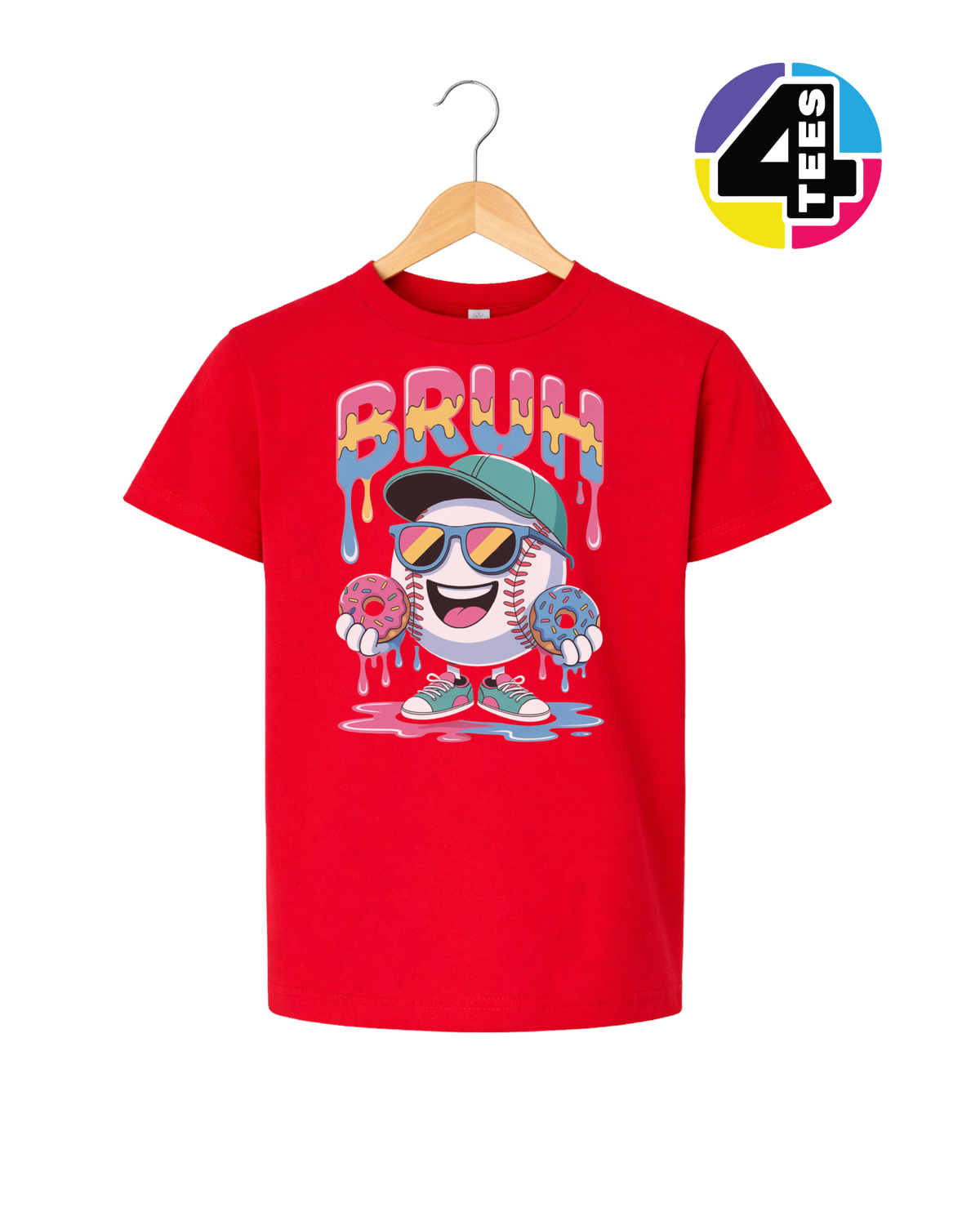 Bruh Baseball Donut Youth Tee