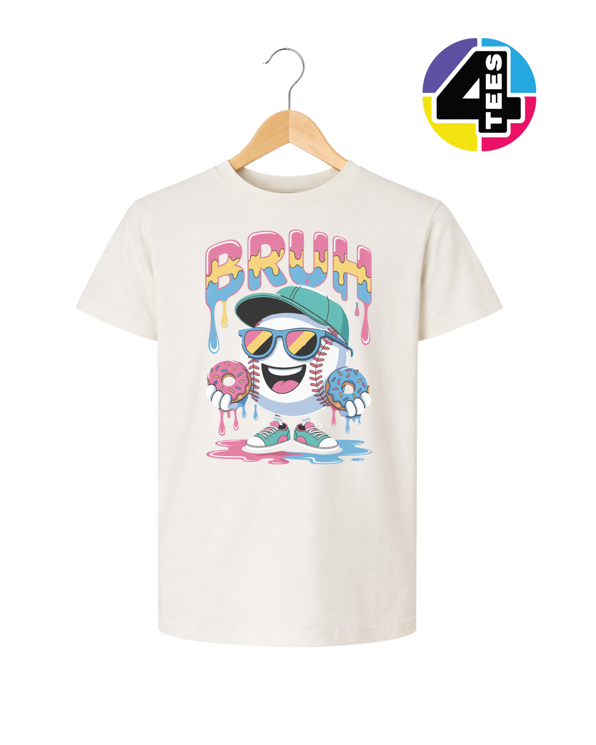 Bruh Baseball Donut Youth Tee