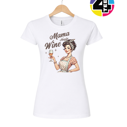 Mama Needs Wine Retro Women's Tee