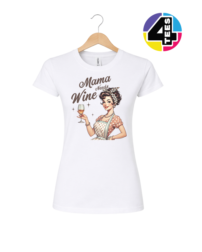 Mama Needs Wine Retro Women's Tee