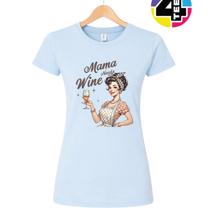 Mama Needs Wine Retro Women's Tee