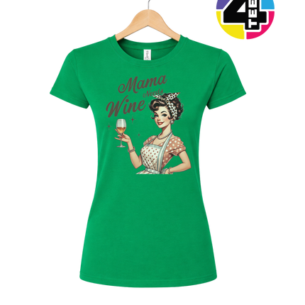 Mama Needs Wine Retro Women's Tee