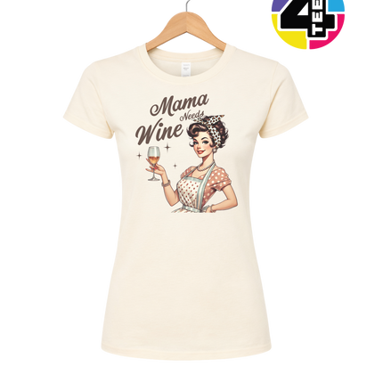 Mama Needs Wine Retro Women's Tee