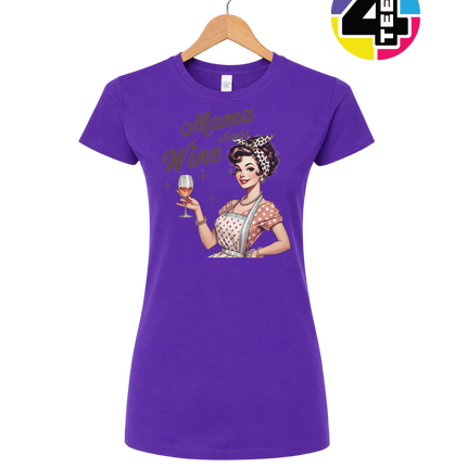 Mama Needs Wine Retro Women's Tee