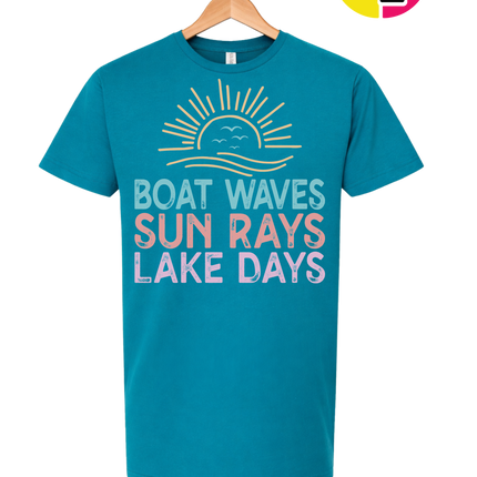 Boat Waves & Sun Rays Lake Days Vibes Tee