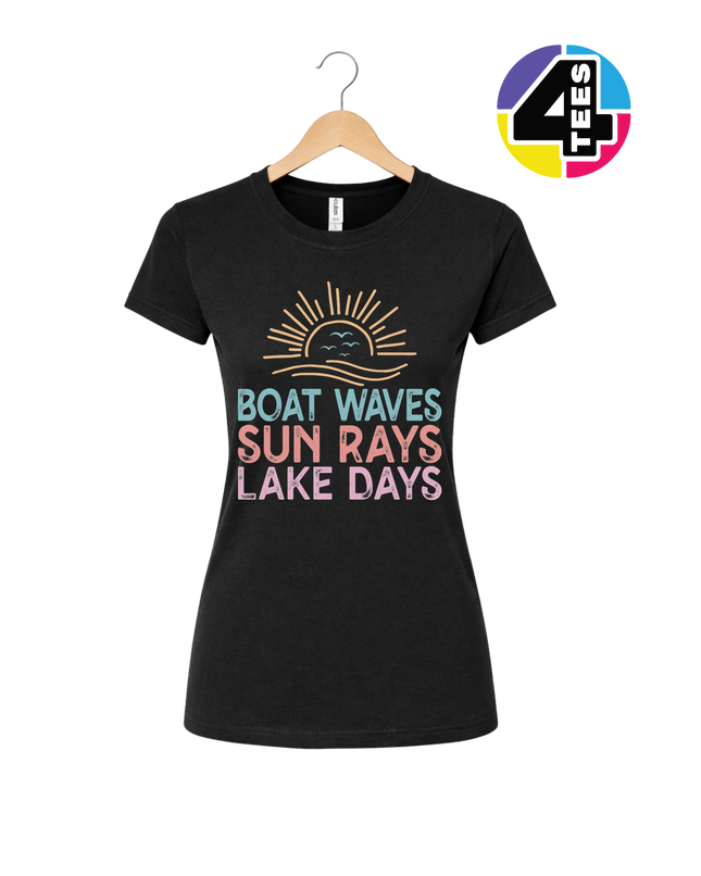 Boat Waves & Sun Rays Lake Days Vibes Women's Tee