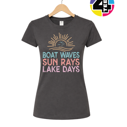 Boat Waves & Sun Rays Lake Days Vibes Women's Tee