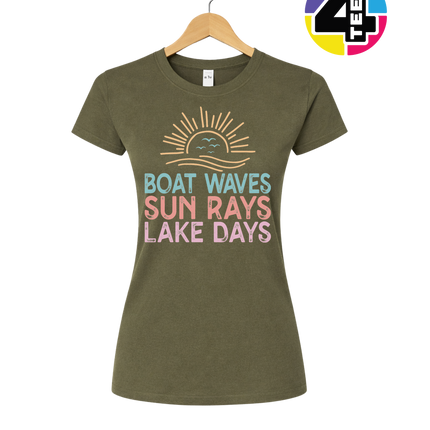 Boat Waves & Sun Rays Lake Days Vibes Women's Tee