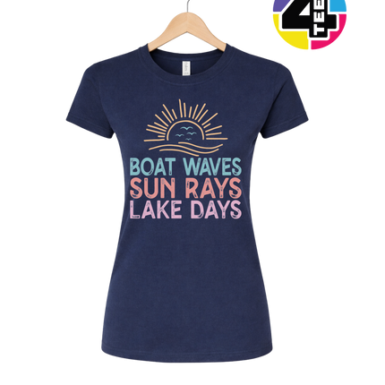 Boat Waves & Sun Rays Lake Days Vibes Women's Tee