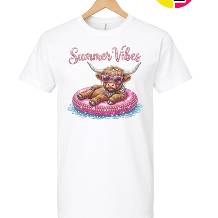 Rhinestone Highland Cow Summer Tee