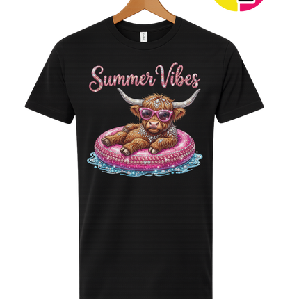 Rhinestone Highland Cow Summer Tee