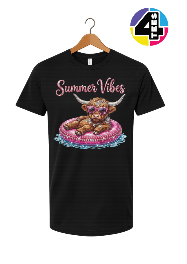Rhinestone Highland Cow Summer Tee