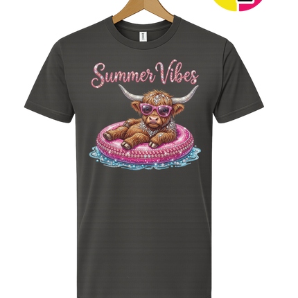 Rhinestone Highland Cow Summer Tee