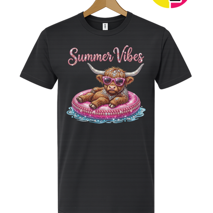 Rhinestone Highland Cow Summer Tee