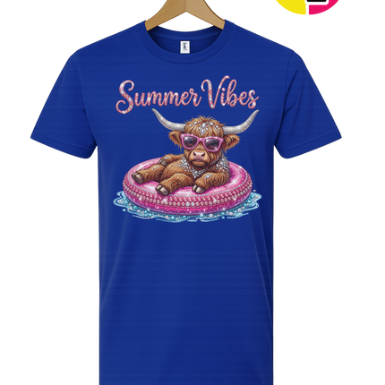 Rhinestone Highland Cow Summer Tee