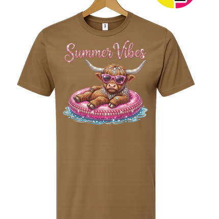 Rhinestone Highland Cow Summer Tee