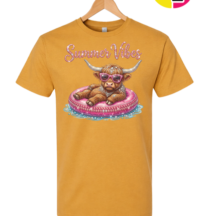 Rhinestone Highland Cow Summer Tee