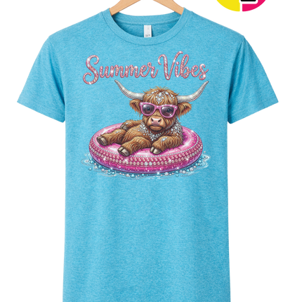 Rhinestone Highland Cow Summer Tee