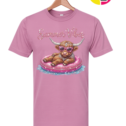 Rhinestone Highland Cow Summer Tee