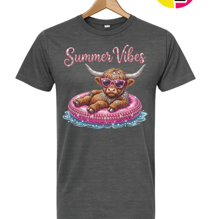 Rhinestone Highland Cow Summer Tee