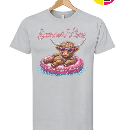 Rhinestone Highland Cow Summer Tee
