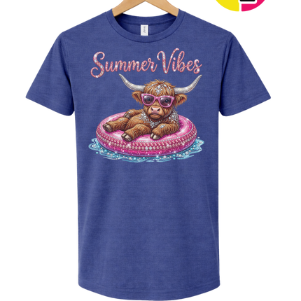 Rhinestone Highland Cow Summer Tee