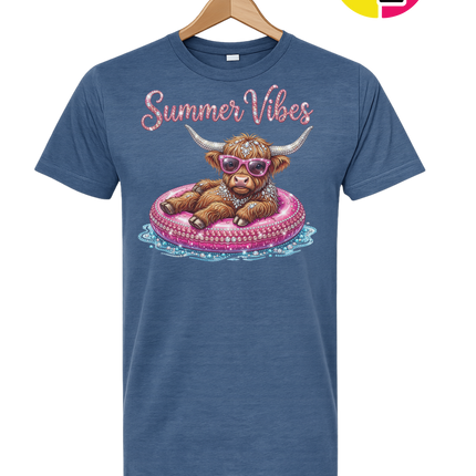 Rhinestone Highland Cow Summer Tee