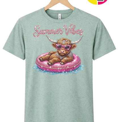 Rhinestone Highland Cow Summer Tee
