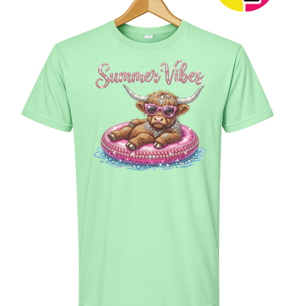Rhinestone Highland Cow Summer Tee