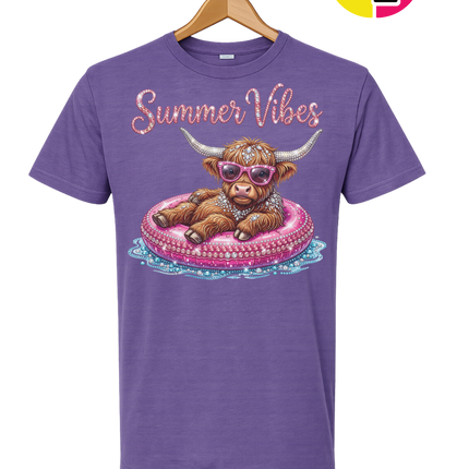 Rhinestone Highland Cow Summer Tee