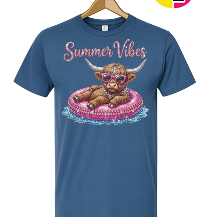 Rhinestone Highland Cow Summer Tee