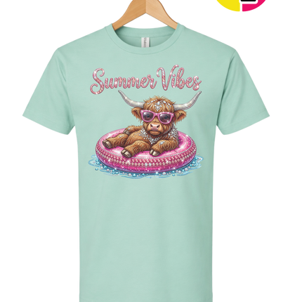 Rhinestone Highland Cow Summer Tee