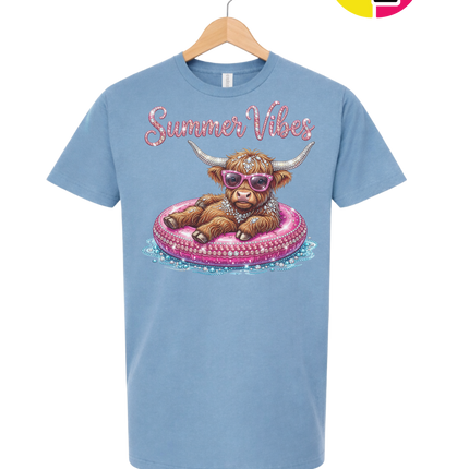 Rhinestone Highland Cow Summer Tee