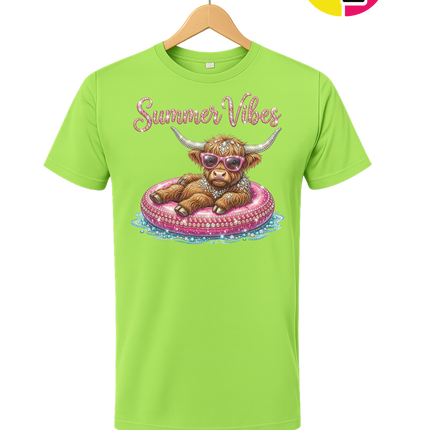 Rhinestone Highland Cow Summer Tee