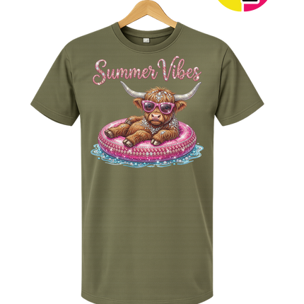 Rhinestone Highland Cow Summer Tee