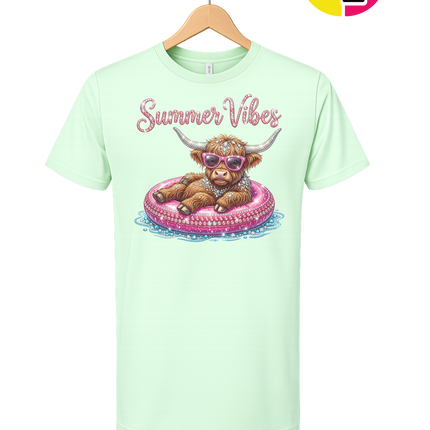 Rhinestone Highland Cow Summer Tee