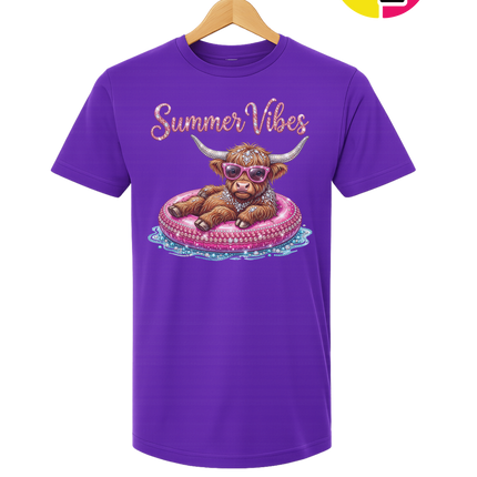 Rhinestone Highland Cow Summer Tee