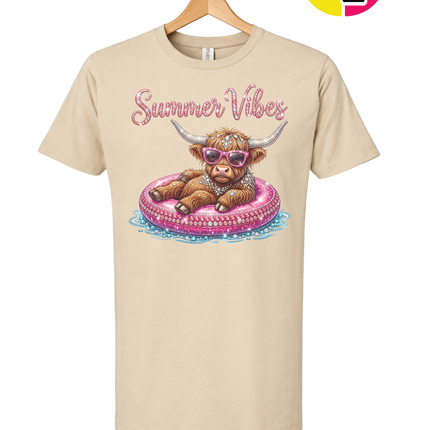 Rhinestone Highland Cow Summer Tee