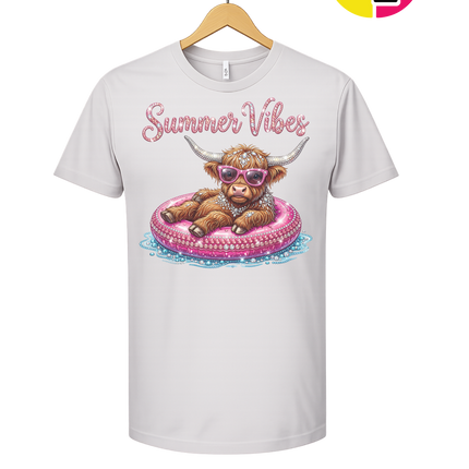 Rhinestone Highland Cow Summer Tee