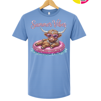 Rhinestone Highland Cow Summer Tee
