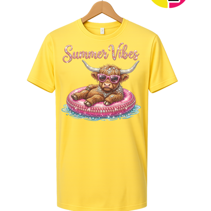 Rhinestone Highland Cow Summer Tee