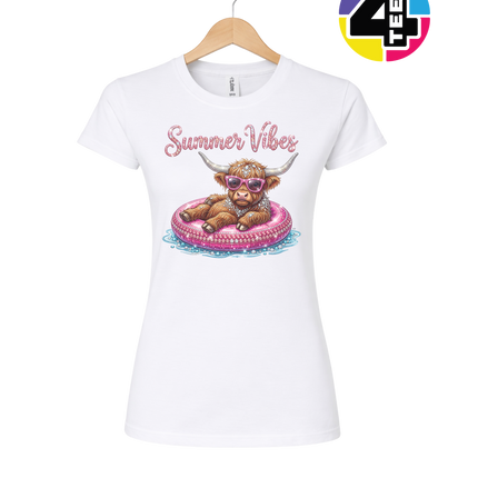 Rhinestone Highland Cow Summer Women's Tee