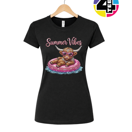 Rhinestone Highland Cow Summer Women's Tee