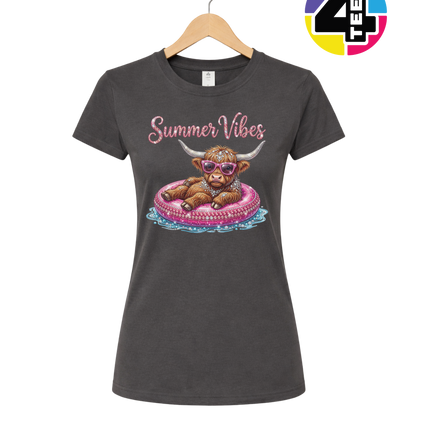 Rhinestone Highland Cow Summer Women's Tee